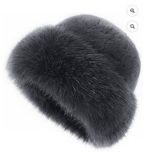 Dark gray Faux Fur Winter Hat – Soft & Warm Russian Style